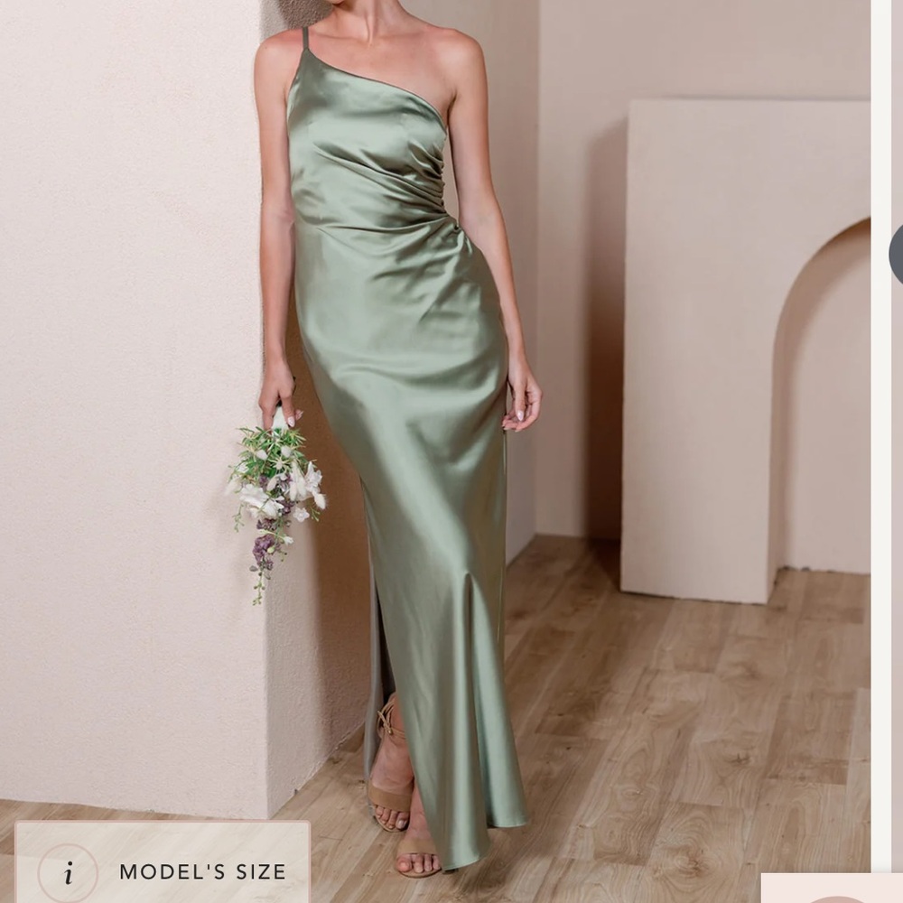 Revelry Jade Satin Dress - Silver Sage